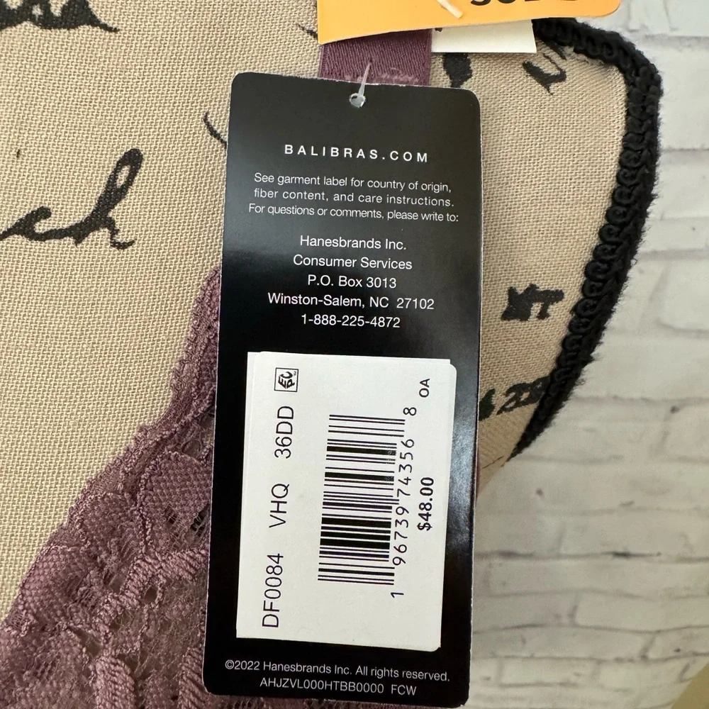 Bali Bra Size 36DD‎ One Smooth U Comfort Stretch Lace Underwire Bra Purple New